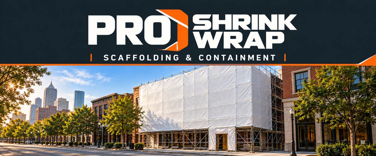 Scaffolding and containment shrink wrap service illustration